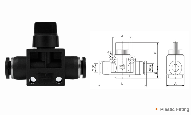 Hvff Flow Control Hand Valve Pneumatic Plastic Push in Fittings