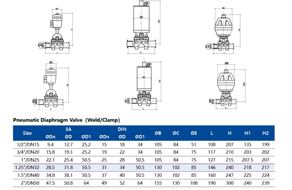 Direct Acting Step Direct Acting Diaphragm Clean Room Juice Vacuum Diaphragm Valve