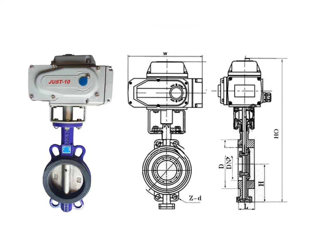 Electric Actuator PTFE Flange Type Butterfly Valve Flange Soft Seal Butterfly Valve with Electric Actuator Motor Valve