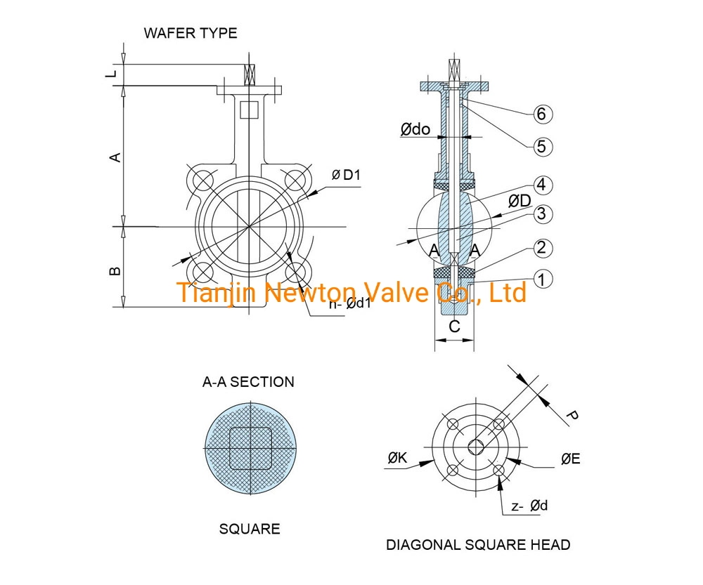 Pn10 Pn16 Class150 10K Ductile Cast Iron Ci Soft Sealing Wafer Butterfly Valve Lever Operated EPDM Rubber Seat Di Wafer Butterfly Valve with Water Air Oil Gas