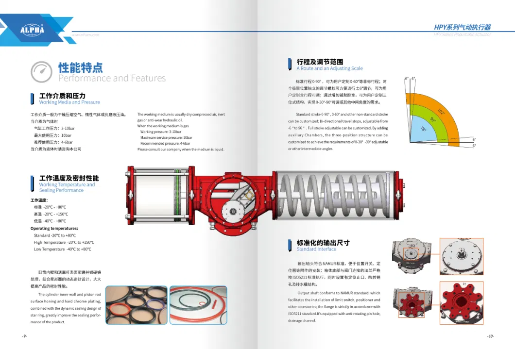 High Quality Single/Double Acting Scotch Yoke Pneumatic Actuator/Valve Control