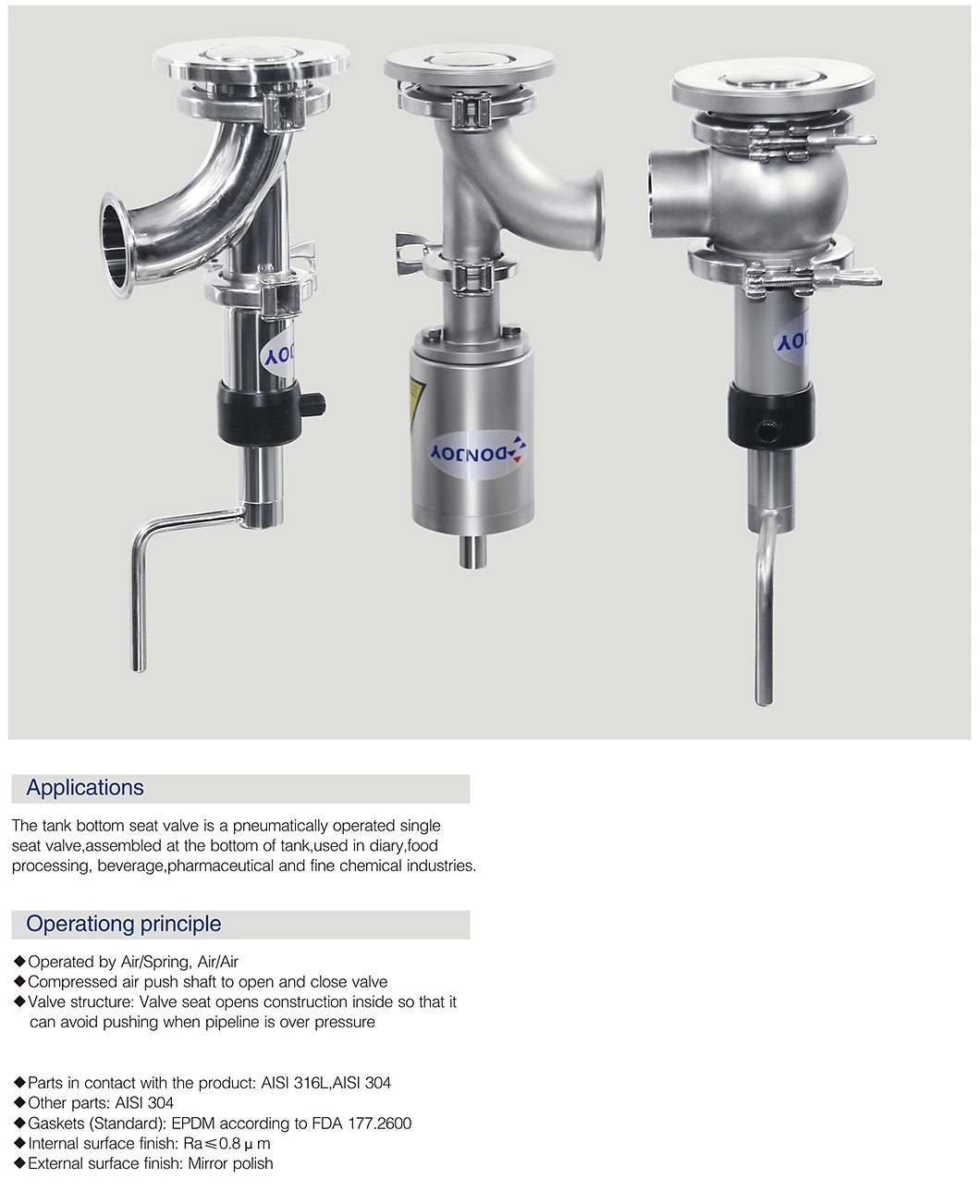 Manual Type Stainless Steeltank Bottom Valve in Elbow Type