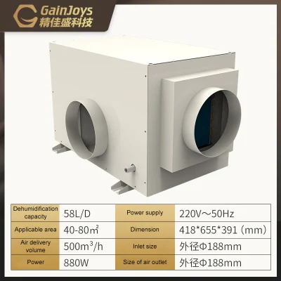 High Performance Ceiling Mounted Commercial Ducted Industrial Dehumidifier Wall Mounted Duct Dehumidifier with Reasonable Pr
