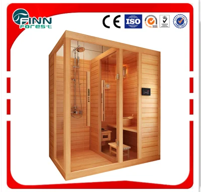  2-3 Person Wooden Mini Home LED Light Hotel Dry Steam Sauna Room