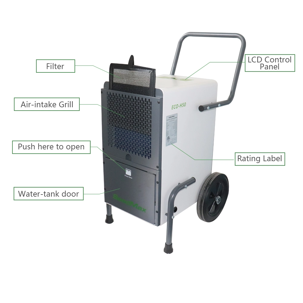 3000 Sq. FT Dehumidifier Eco-H50, Powerful Dehumidifier for Basements, Intelligent Humidity Control, Continuous Draining