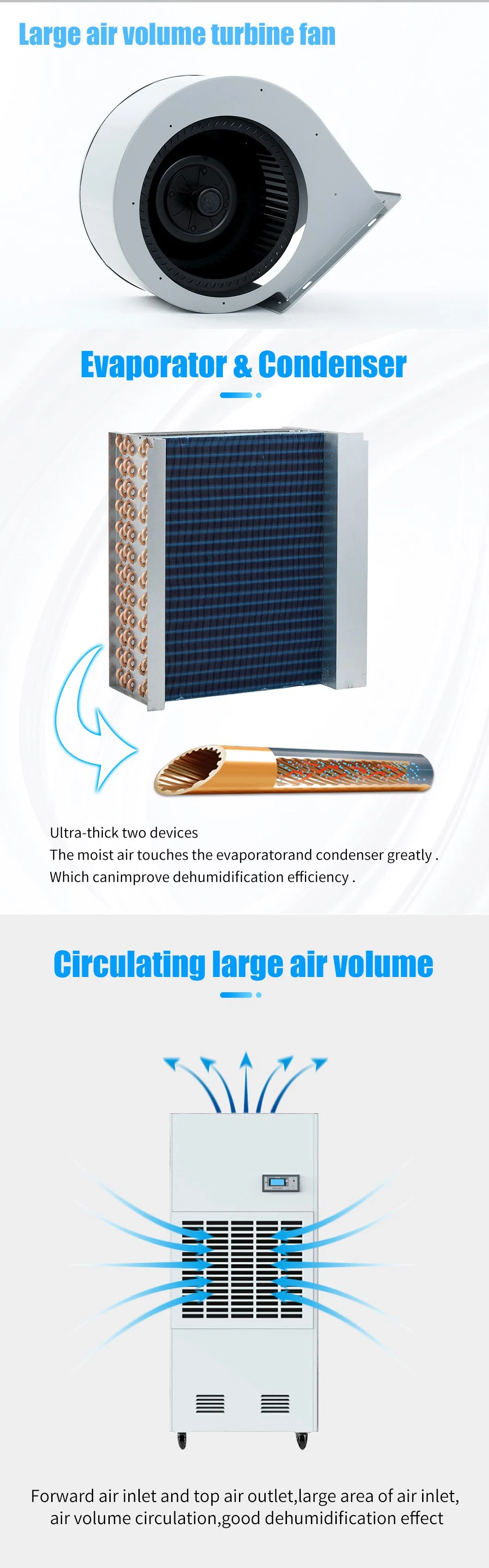 Overall Mobile Mute 240L Air Drying Machine 168L Dehumidifier with Good Price