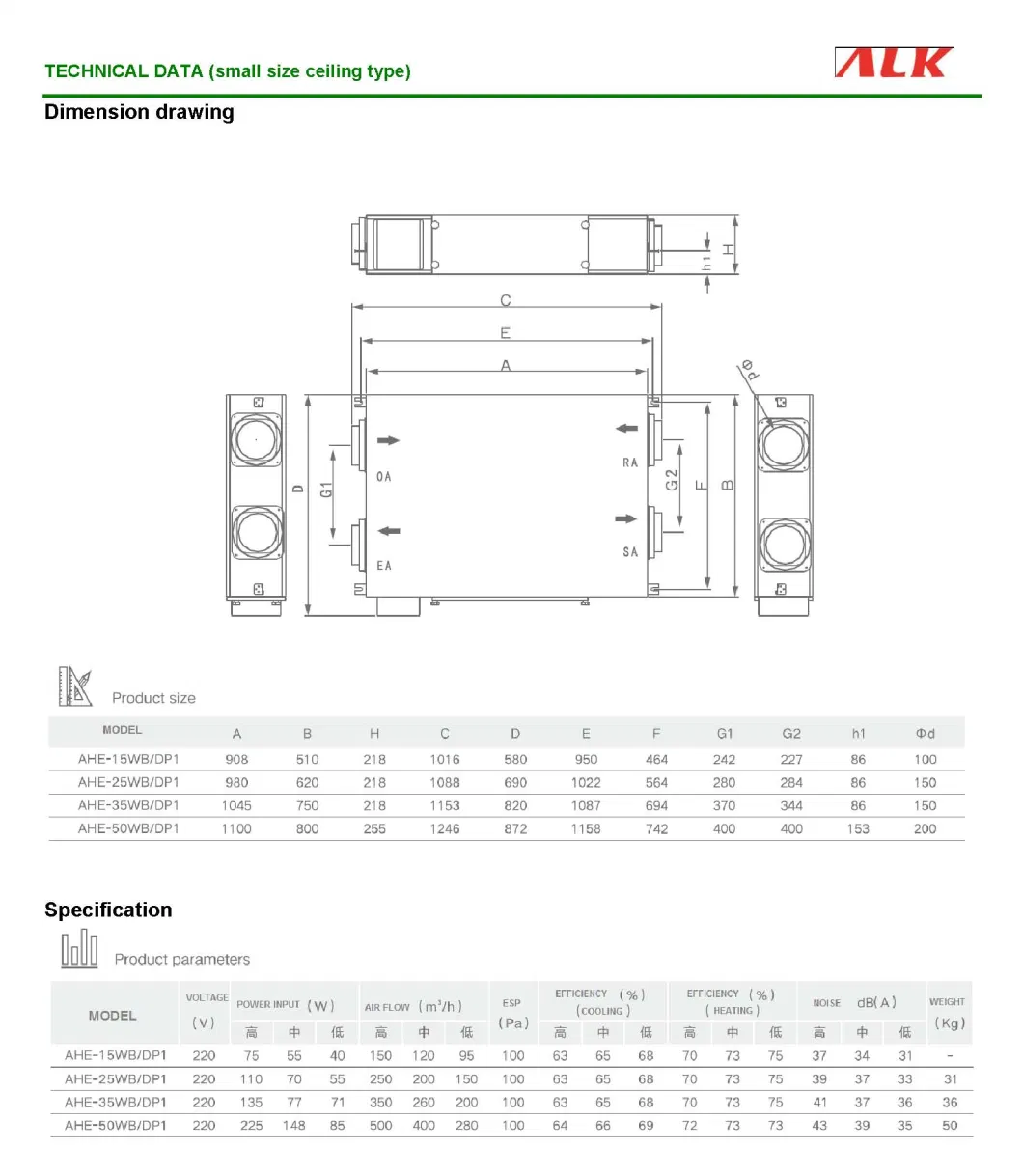 Dehumidification Total Heat Recovery Fresh Air Ventilation System Equipment with HEPA Filter