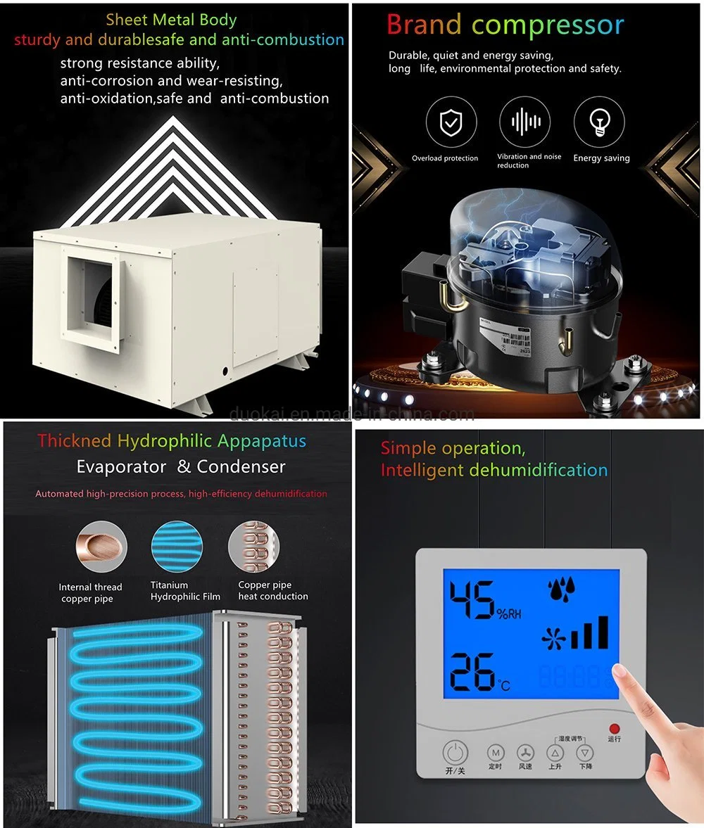 Ceiling Mounted 26 L/D Duct Dehumidifier for Museum Library Underground Basement