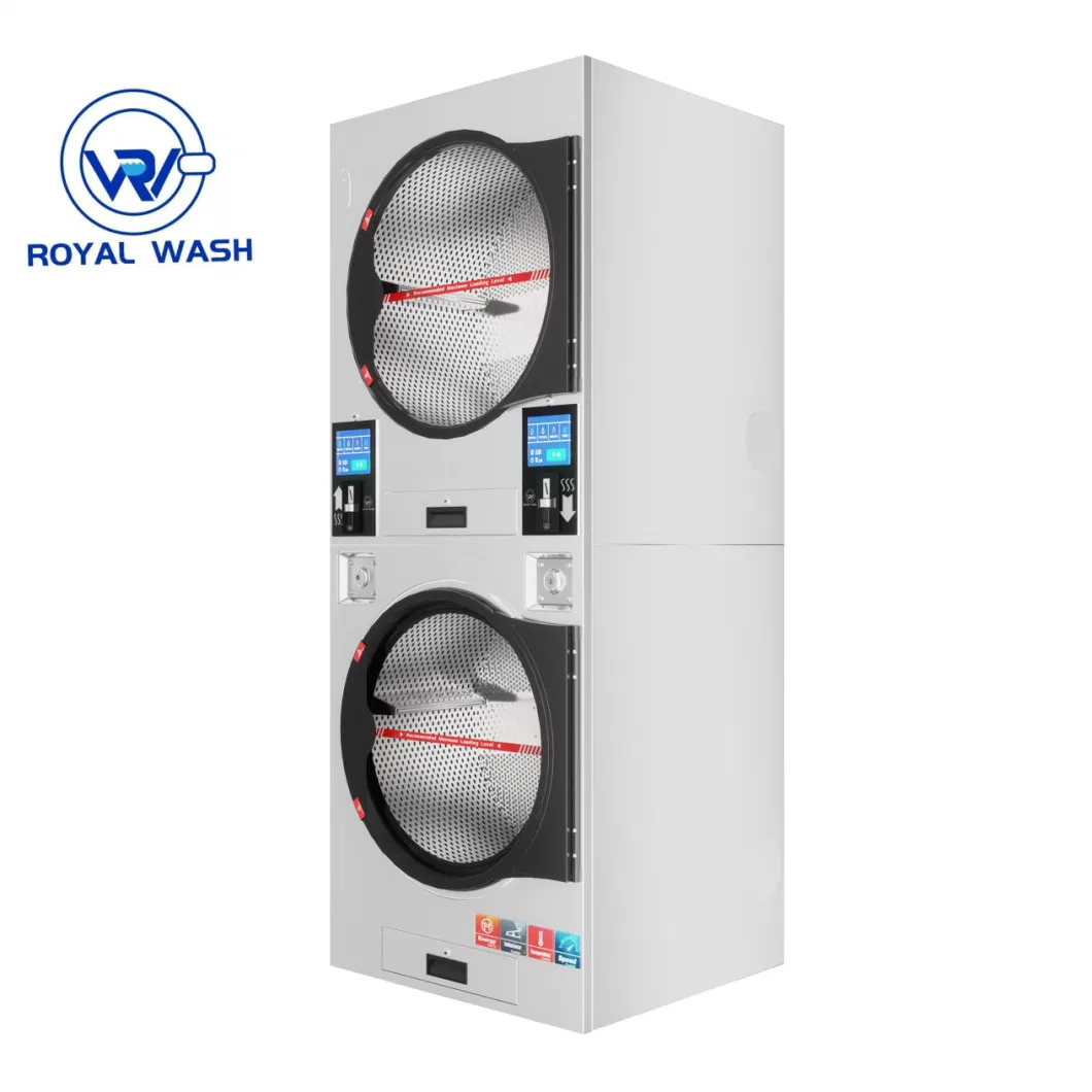 Stainless Steel Laundry Vending Commercial Industrial Fully Automatic Stack Dryers Machine