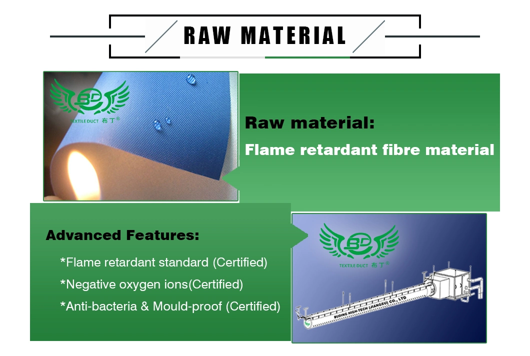 Air Dehumidification System Anti-Bacterial Moldproof HVAC Flexible Fabric Air Duct