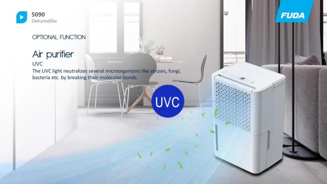 High Efficiency Moisture Absorber Low Noisy Portable Domestic Dehumidifier with UVC Air Purifier and Remote
