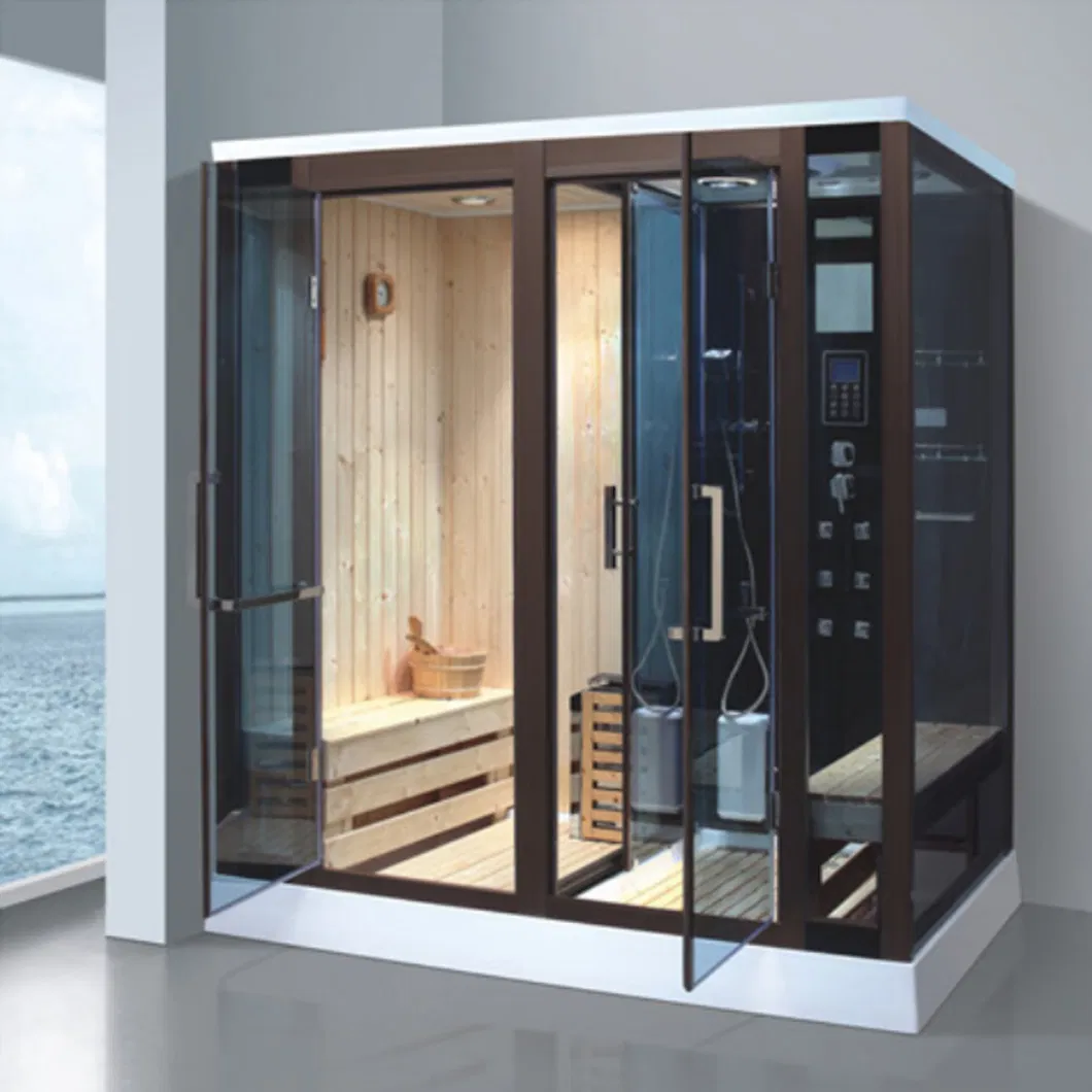 Hot Luxury Home Wooden Dry Wet Steam Sauna Room Combined with Shower