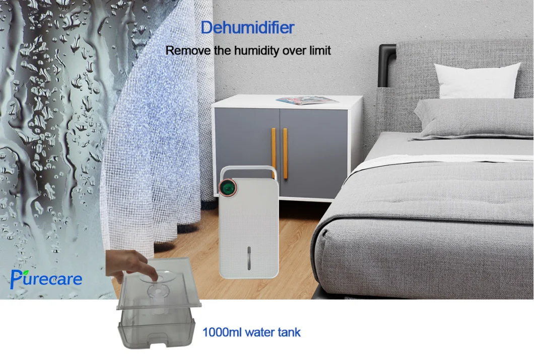 Home Air Dewater Smart Ambient Lights Dehumidification 1L Water Tank Air Dehumidifier with Indicator Light