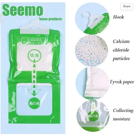 Absorb King Hang Wardrobe Dehumidifier Damp Moisture Absorbing Bag Calcium Chloride Balls Dehumidifier PE Bag 500ml