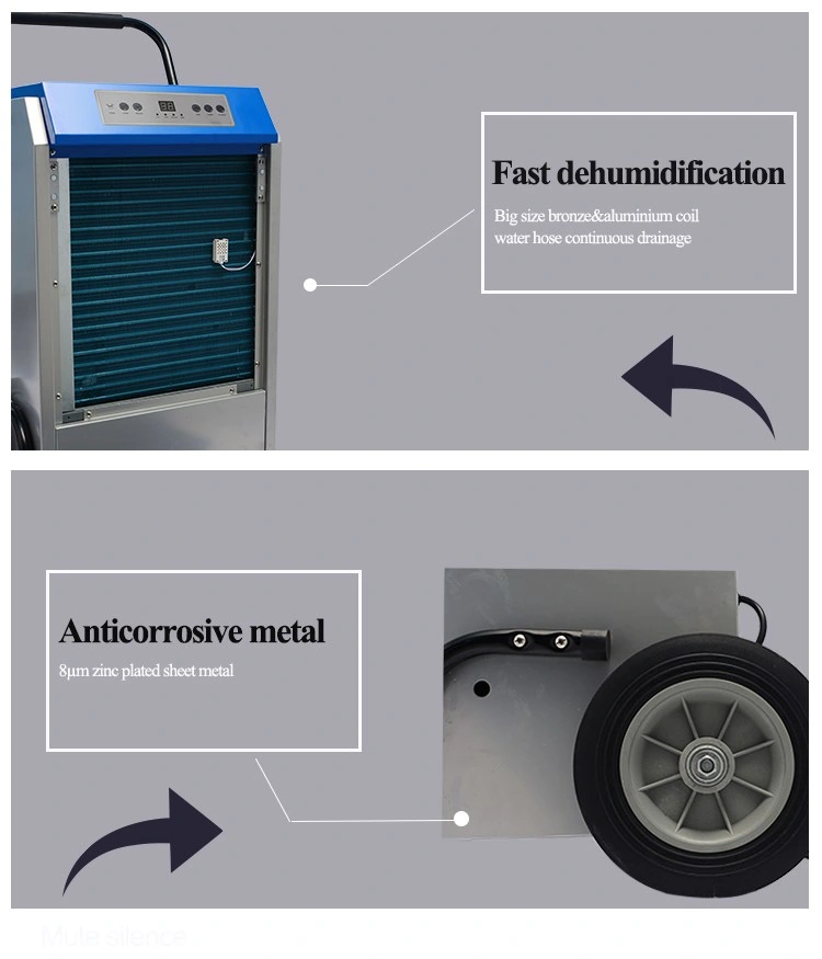 Commercial Portable Dehumidifier Big Dehumidifying Capacity 130L/Day R410A Refrigerant ETL Certified