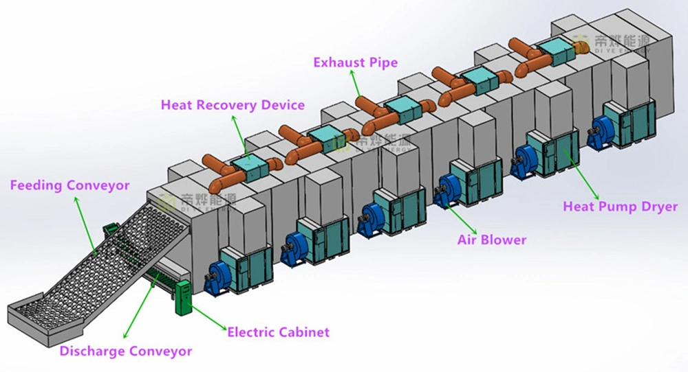 Large Capacity Avocado Heat Pump Hot Air Mesh Belt Dryer Equipment