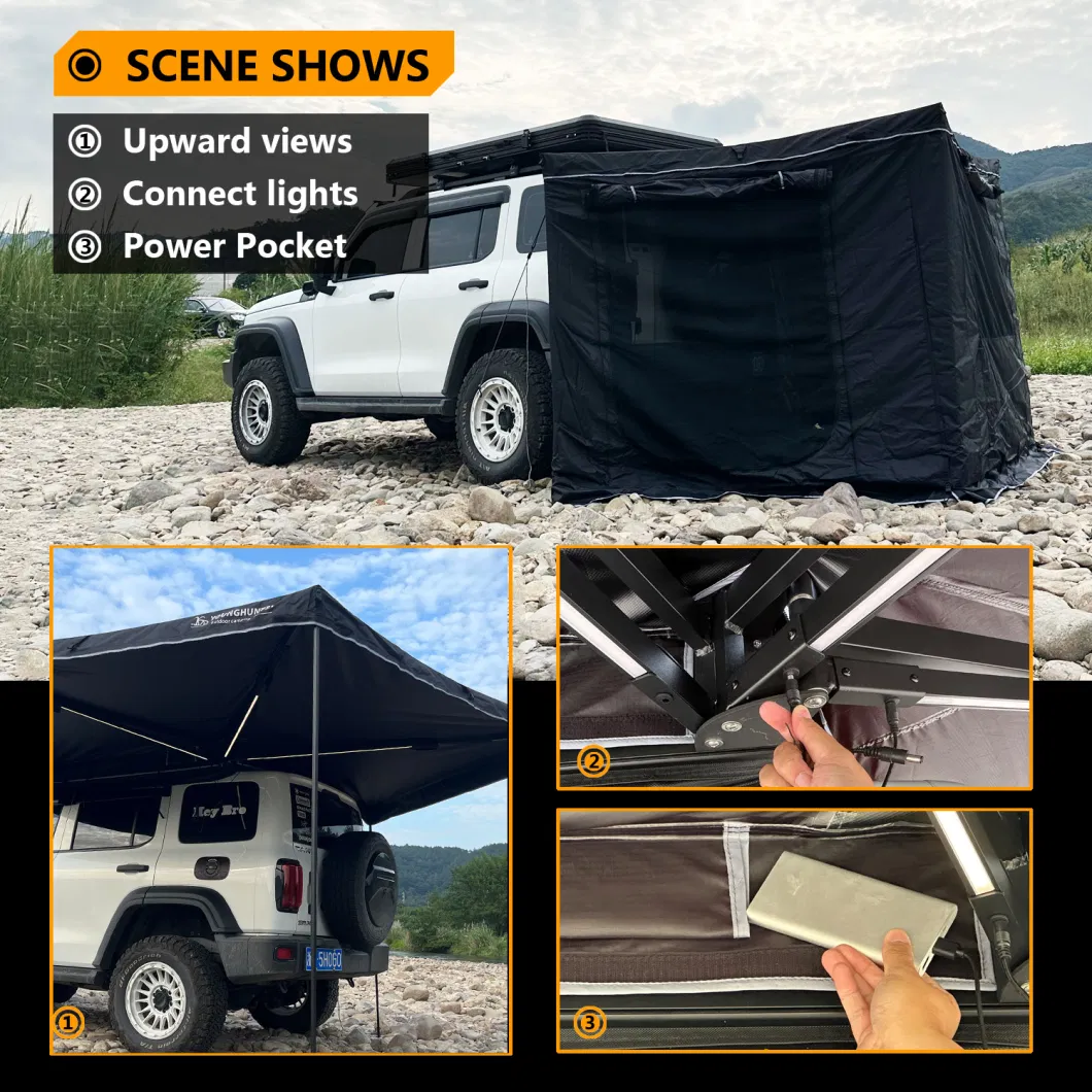 SUV Sunshade Light 270 Degree Car Side Awning Annex Room with Walls