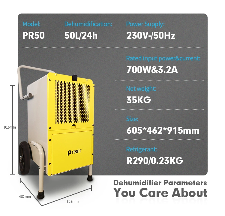 5-38 Degrees Celsius 700W Rated Power Drying Equipment Chemical Dehumidifier