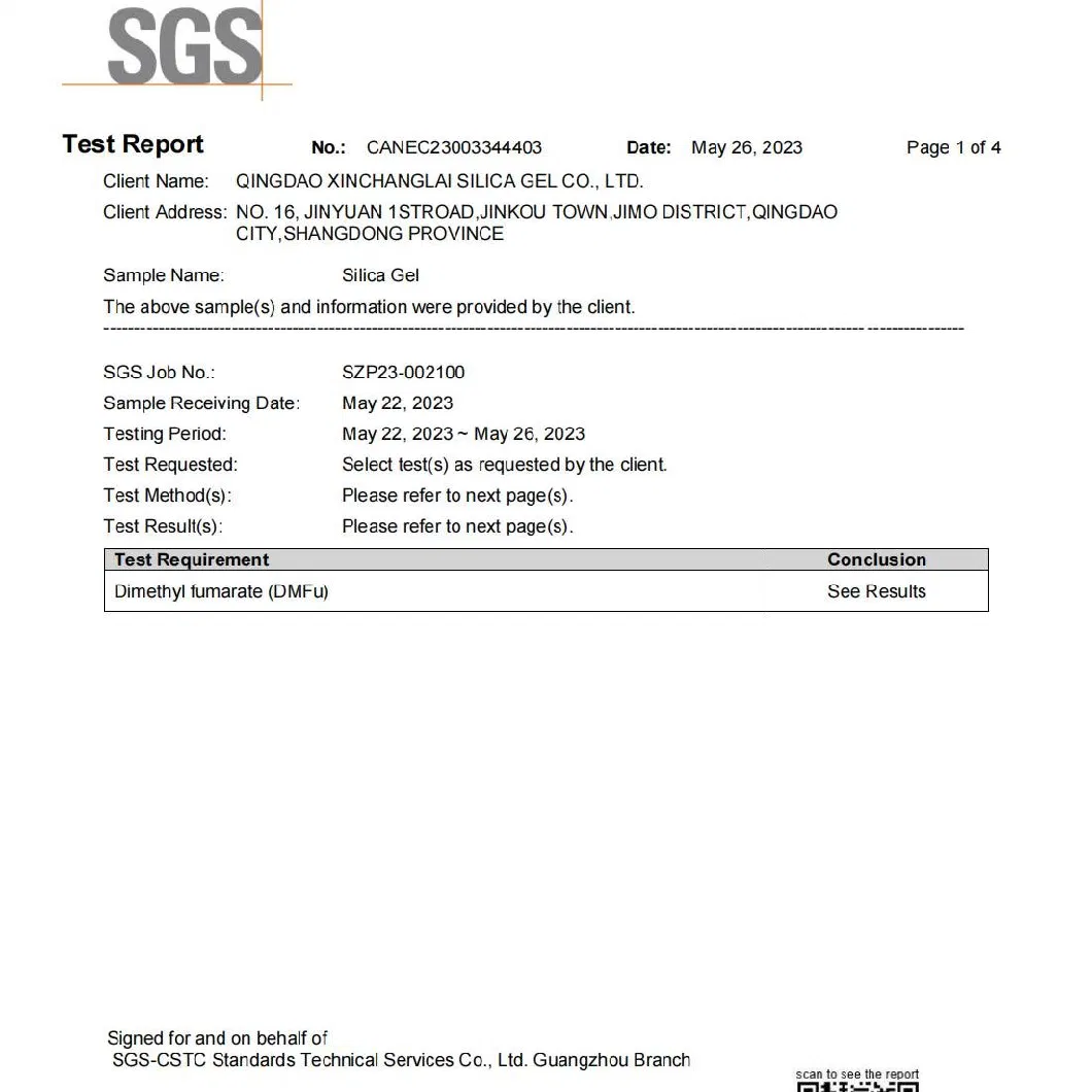 Cobalt-Free Silica Gel Desiccant Type a 670-720 G/L