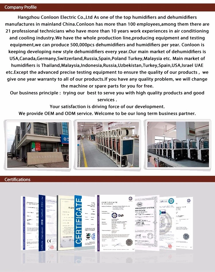 Conloon 850m3/Hr Rotary Desiccant Industrial Dehumidifier for Laboratory