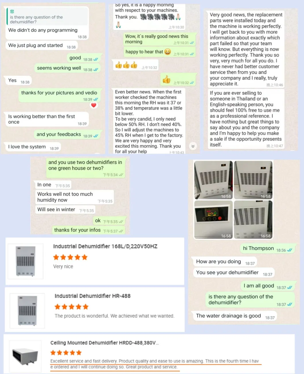 Hiross Customized Ceiling Mounted Duct Moisture Removal Warmth Dehumidifier for Greenhouse