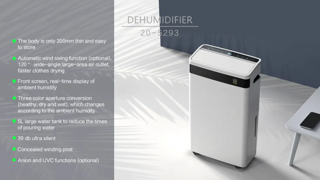 White Adjustable Humidity/Automatic Portable Air Dehumidifier Home Appliance Equipment