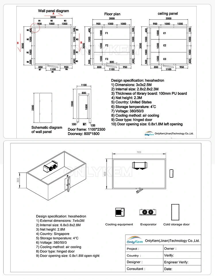 Industrial Walk in Refrigeration Chamber/ Fridge Freezer/ Cold Storage Room Price