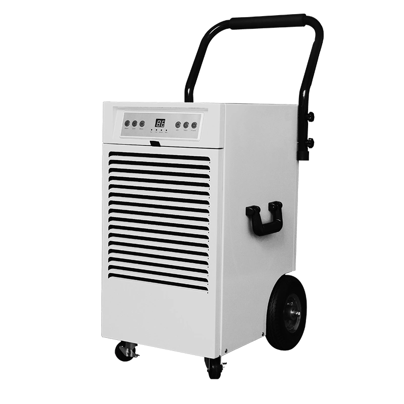 90L Per Day Without Water Tank Portable Commerical Air Dehumidifier with Plastic Castors and Handle