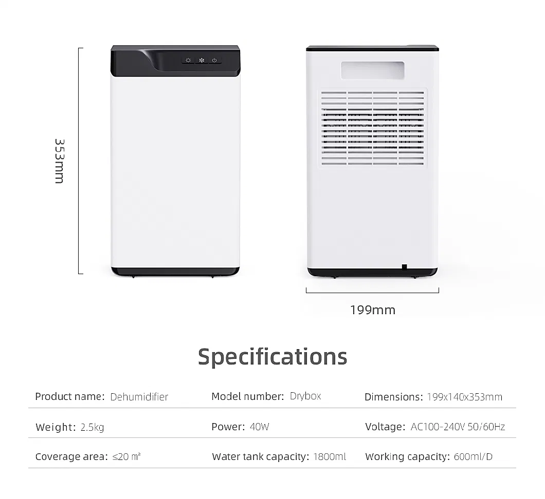 Manufacturer Wholesale 1.8L Dehumidifiers Auto Run Portability Bedroom Dehumidifier