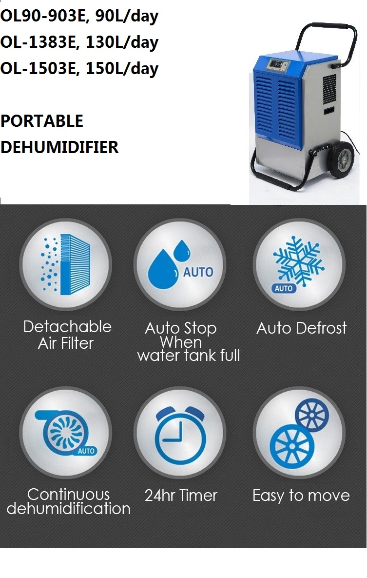 Industrial Dehumidifier Big Dehumidifying Capacity 150L/Day Air Moisture Removal