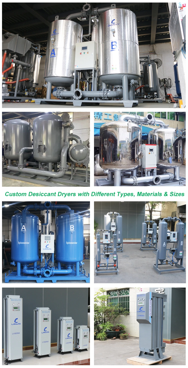 Lingyu Brand Manufacturer Direct Desiccant Compressed Dry Air System Compressor Heatless Purge Type Air Dryer