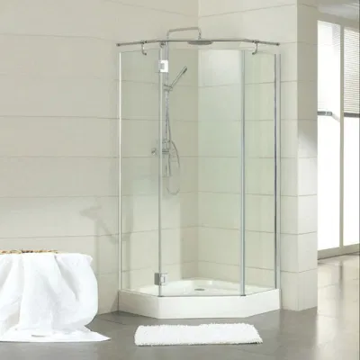 Qian Yan senza telaio porta doccia girevole Cina lussuosa doccia integrale Camera cromata superficie lussuosa doccia con materiale SS bagno turco a secco Sauna Camera