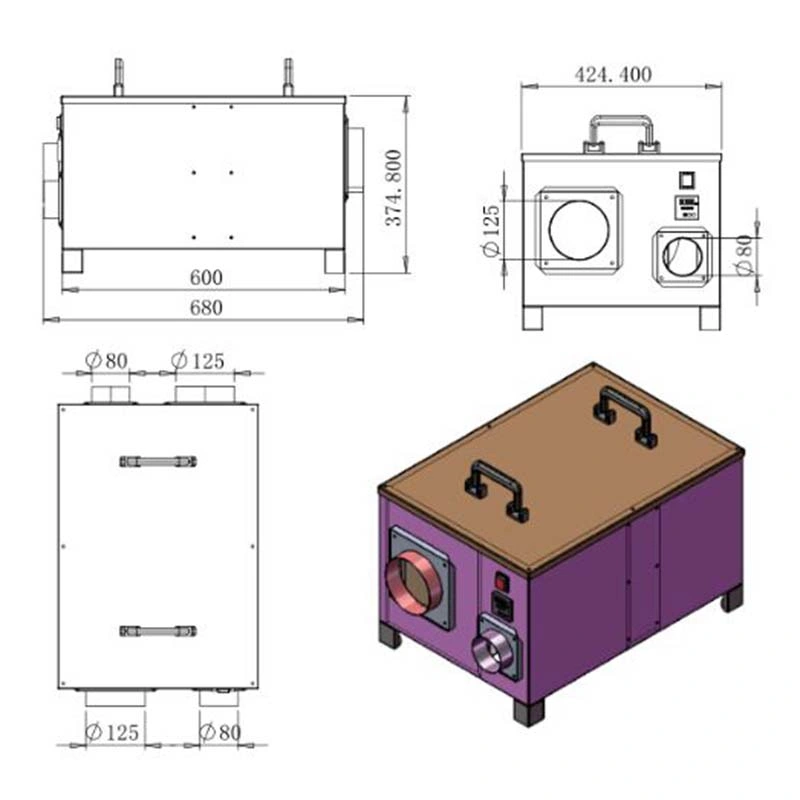400m3/H Process Air Silica Gel Dehumidifier Portable Handle Dehumidifier for Dorm