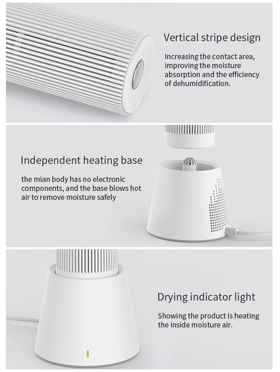 Custom Green &amp; White Wireless Deshumificador De Aire Mini Tankless Dehumidifier with Silica Gel