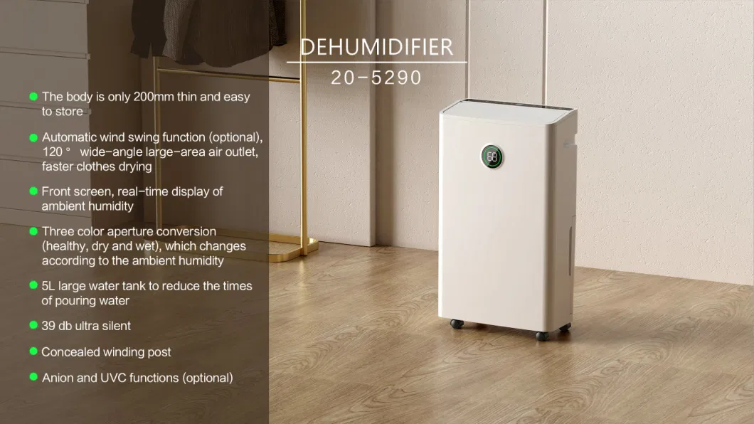 White Industrial Global Portable Air Dehumidifier for Basement, Home and Whole Room