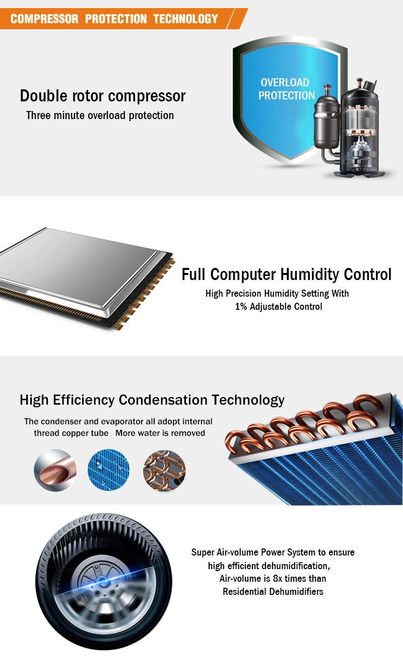 60L/D High Quality Commercial Industrial Dehumidifier Mini Split Air Conditioner Dehumidifier Wall