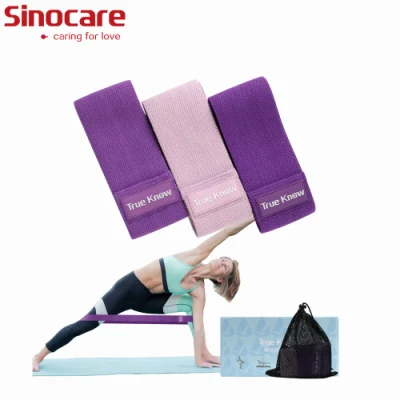 Sinocare Wholesale Logo 3 Levels Stretch Yoga Sports Exercise Band Fabric Long Resistance Bands and Booty Bands for Pull UPS