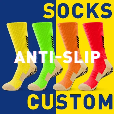 Custom Design Anti Slip Soccer Socks Athletic Men Custom Logo Grip Socks