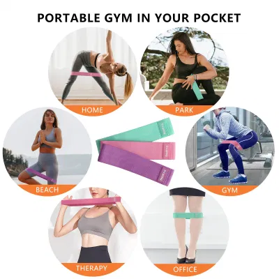 Sinocare Wholesale Logo 3 Levels Stretch Yoga Sports Exercise Band Fabric Long Resistance Bands and Booty Bands for Pull UPS