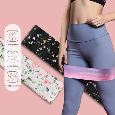 Gradient Color Custom Printing Fabric Booty Band Elastic Hip Resistance Band
