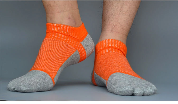 Five-Finger Comfortable Men&prime;s All-Cotton Stitching Mesh Summer Thin Low-Waist Short-Top Socks