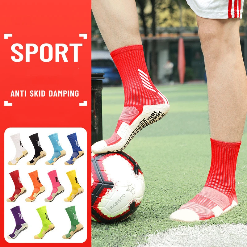 Unisex Men Kids Anti Slip Cotton Crew Sock Non Slip Compression Soccer Sport Football Basketball Sports Grip Socks