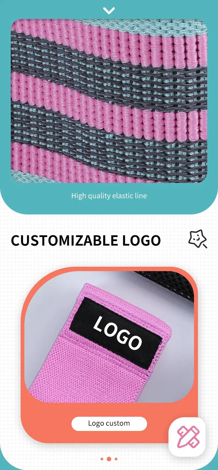 Customised Personalize Own Logo White Eco Fabric Home Gym Hip up Booty Band