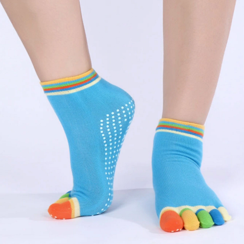 Fitness Pilates Cotton Socks Rainbow Anti Slip Toe Socks