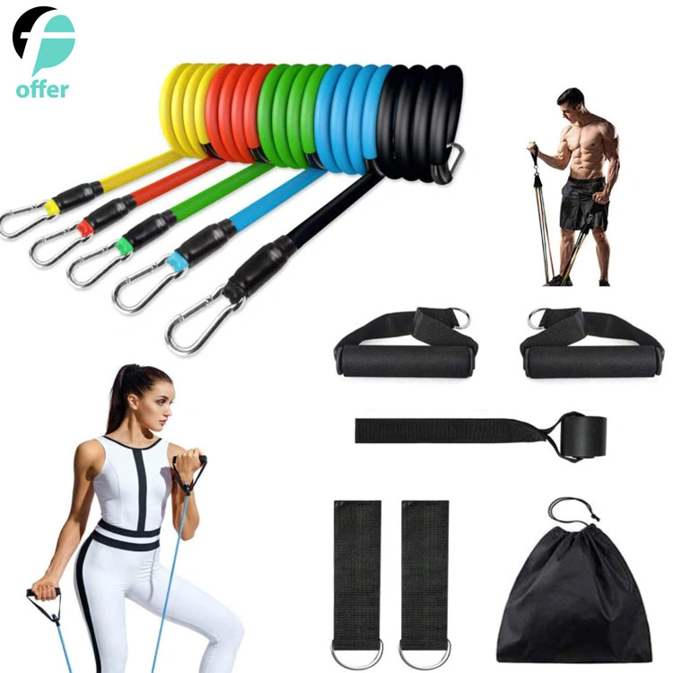 Exercise Resistance Bands Set, - 5PCS Stackable Latex Resistance Bands with Door Anchor, Handles and Ankle Straps and Carrying Case