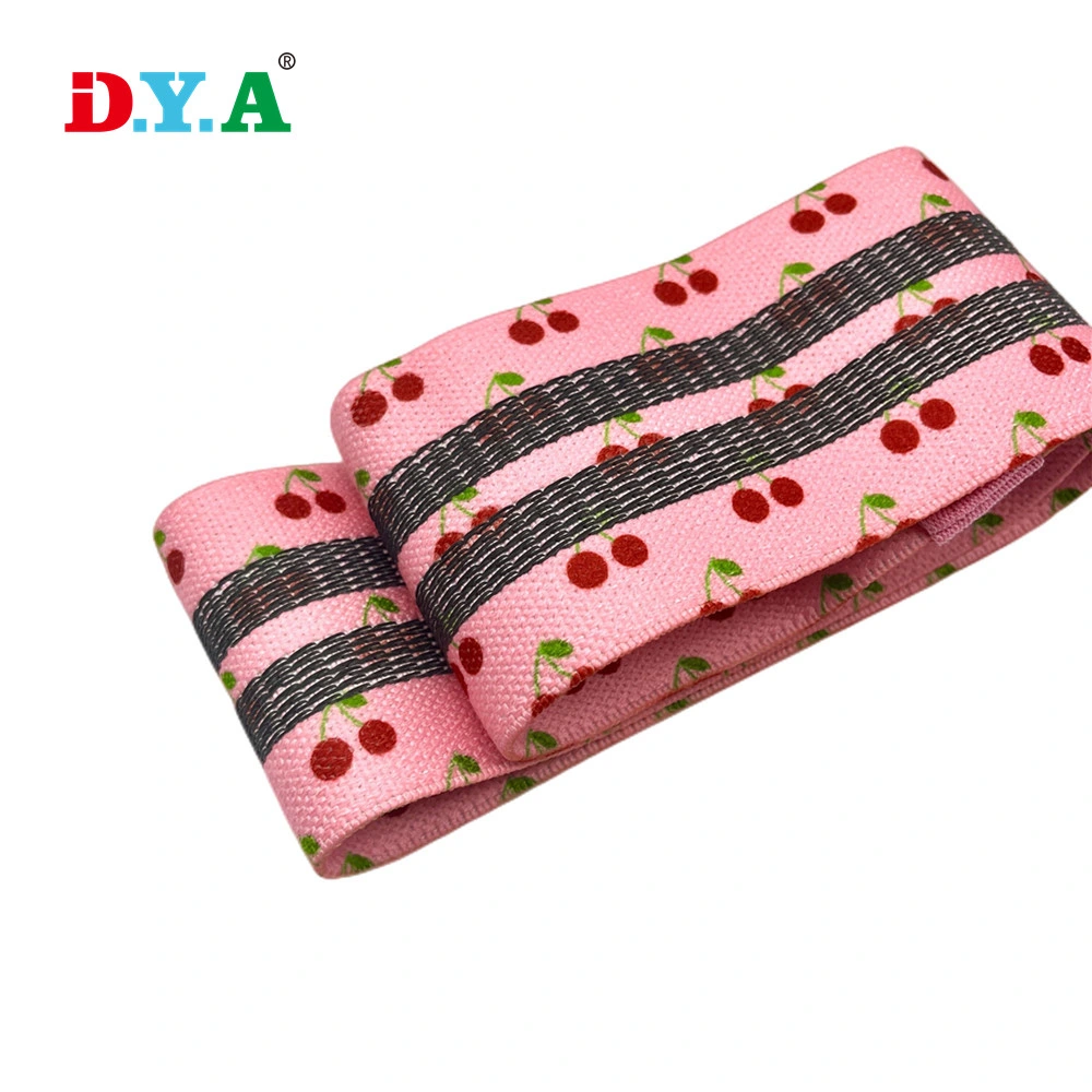 Custom Printed Hip Bands Home Yoga Pink Color Women Fitness Gym Exercise Bands for Legs Glutes Booty Hip Fabric Resistance Bands