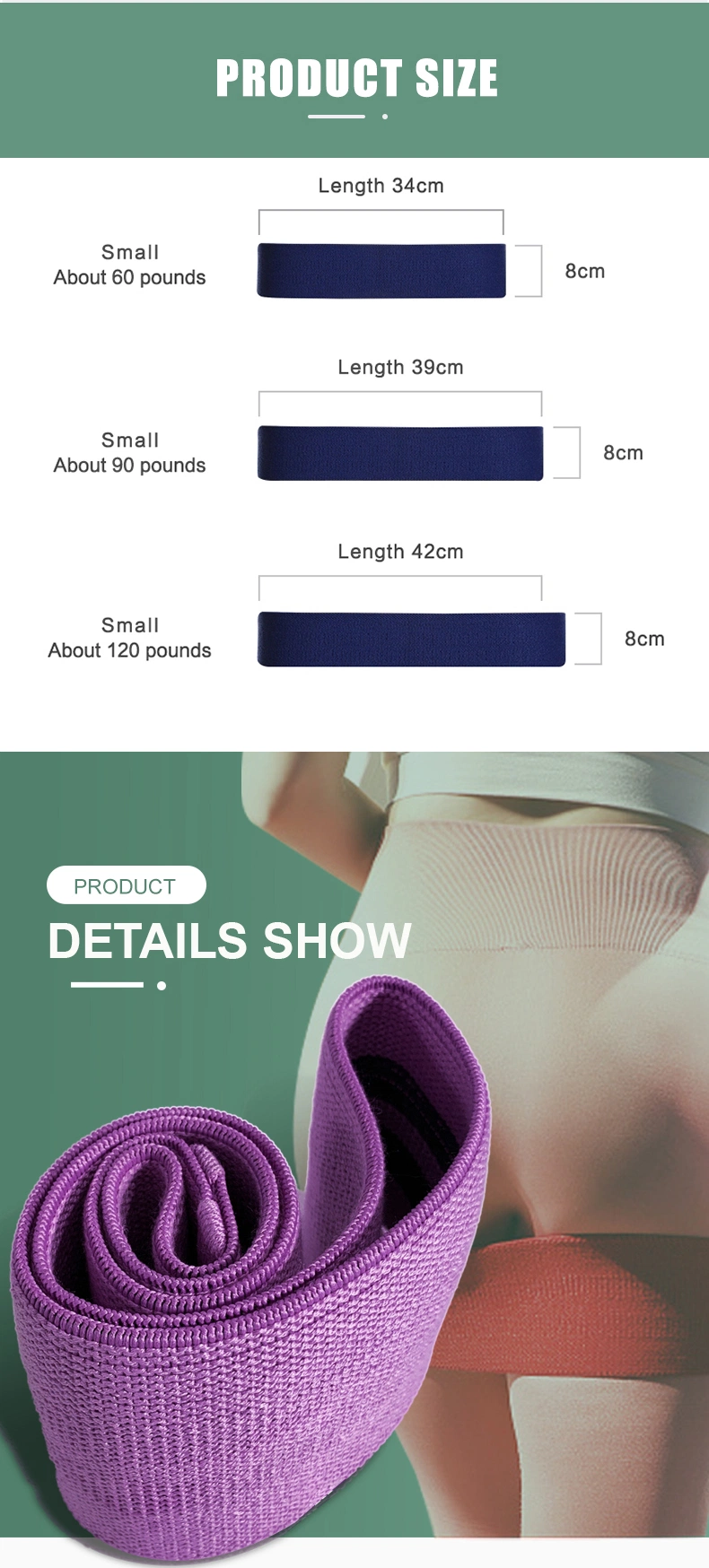 Fabric Resistance Loop Exercise Bands Set Non Slip Booty Workout Bands for Legs Butt Squat Glute Hip