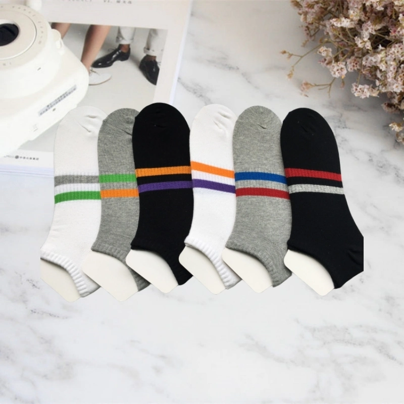 Summer Anti Bacterial Mens Colorful Short Basic Casual Breathable Cool Cotton Stripe Block Trainer Liner Socks