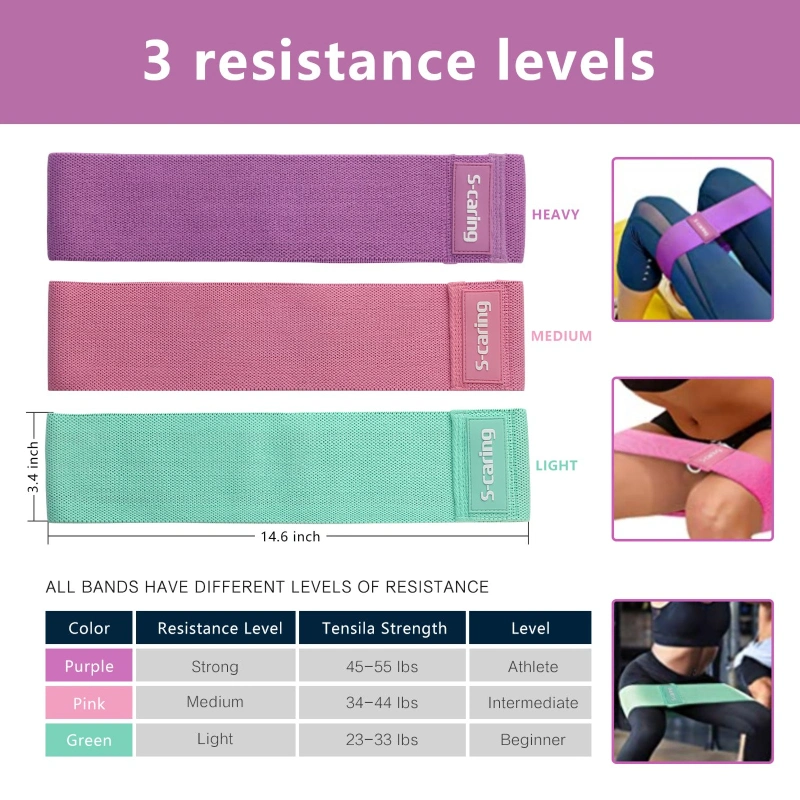 Sinocare Custom Logo Yoga Bands for Legs Gluts Exercise Booty Fabric Resistance Band