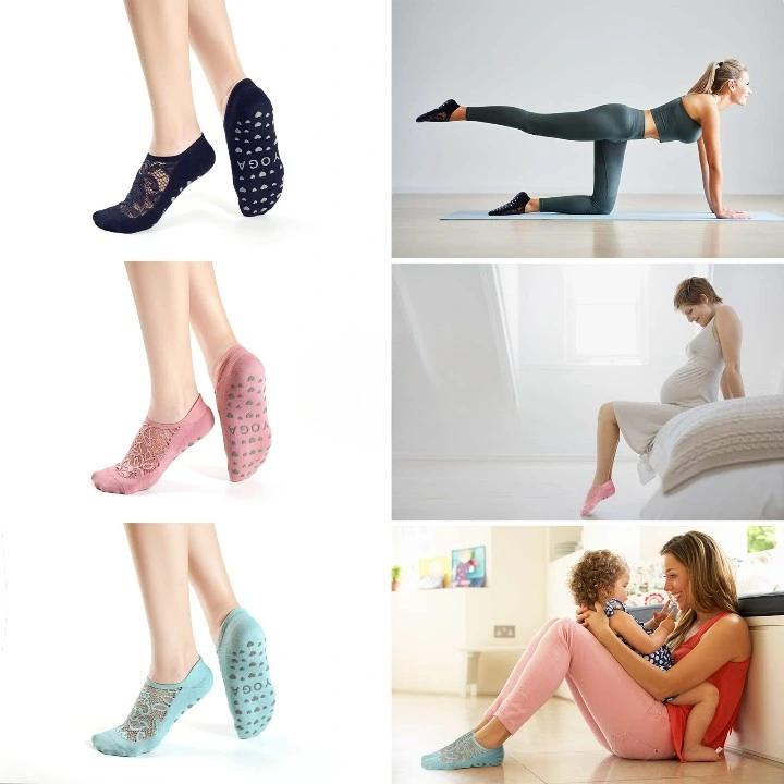 2023 Fashionable Women Lace Floral Mesh Pilates Barre Breathable Nonslip Yoga Socks